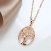 Rose Gold Color Lucky Tree Pendant Necklace For Women Natural Zircon Pendant For Woman Vintage Daily Fine Jewelry