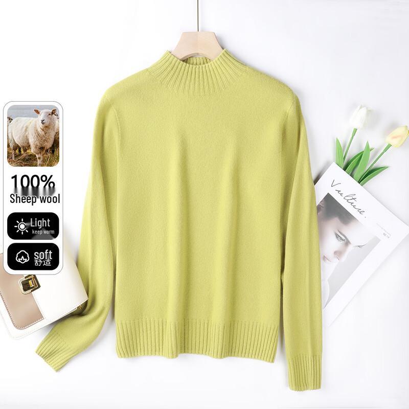Snowflying Women's Autumn/Winter 100% Merino Wool Half-High Collar Sweater