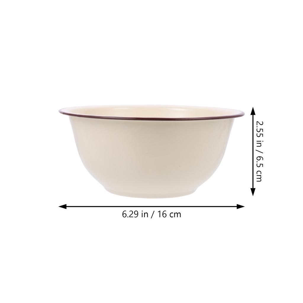 2Pcs Enamel Bowl Retro Kitchenware Large Capacity Deep Multipurpose Food Storage Basin Enamel Bowl Vintage Enamelware Basin