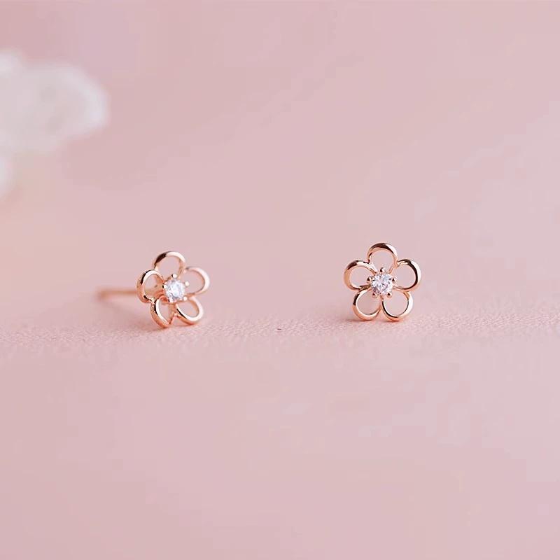 Uini Tail New 925 Silver Hollow Flower Earrings with Niche Design Exquisite and Trendy Girl Accessories
