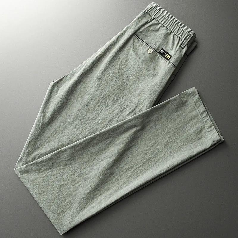 

Summer Thin Men s Ice Silk Casual Wrinkle Resistant Summer Slim Fit Straight Tube Ultra-thin Breathable Loose Sports Pants Long Pants 38