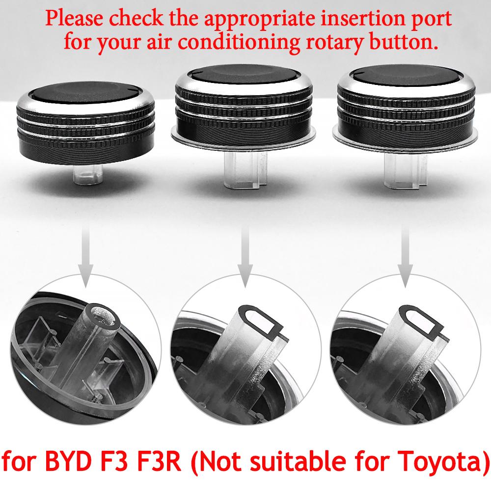 3Pcs Car AC Knob Air Conditioning Knobs Ring Cover Sticker Heat Control Switch Knob Protector for BYD F3 F3R Aluminum Alloy Part