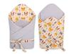 2-in-1 Baby Wrap with Tie, Stiffened and Soft - Cream Animals