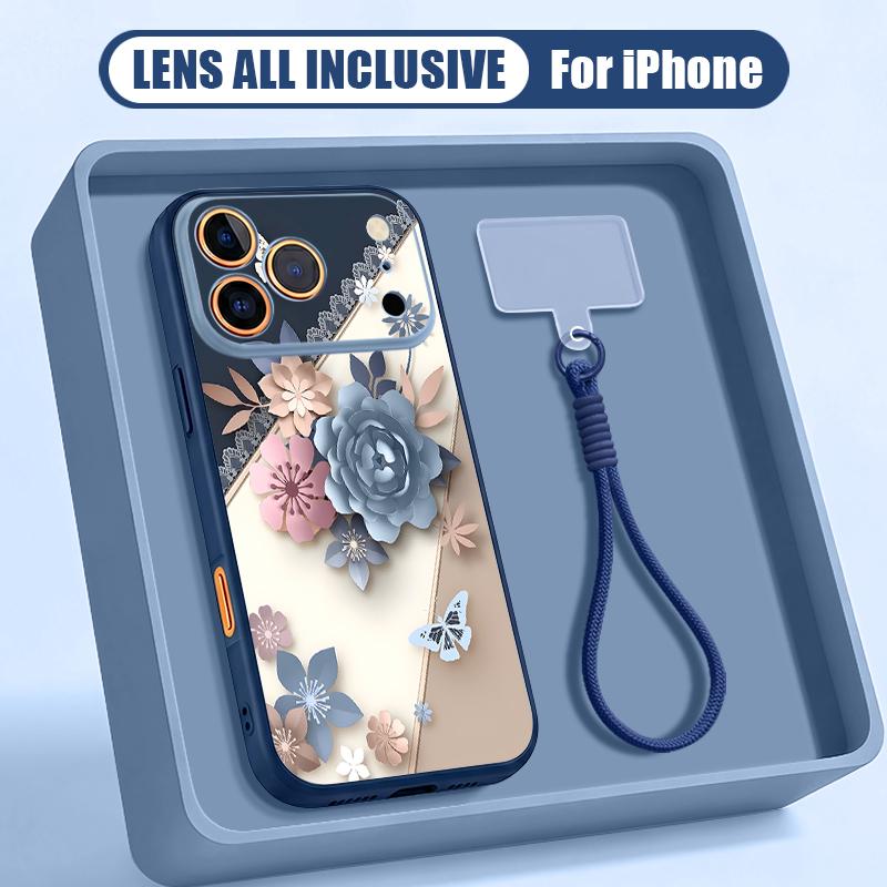 INS Watercolor Floral Hand Strap Case For iPhone 17 Pro Max Hybrid TPU+PC Magnetic For Magsafe Matte Cover For iPhone 16 15 14 13 Pro Max