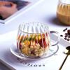 Striped Glass Cup Cold Coffee Cups Drink Glass Cup Kitchen Accessorie  Breakfast Cup For Milk Tea Juice Water Drink Bottle