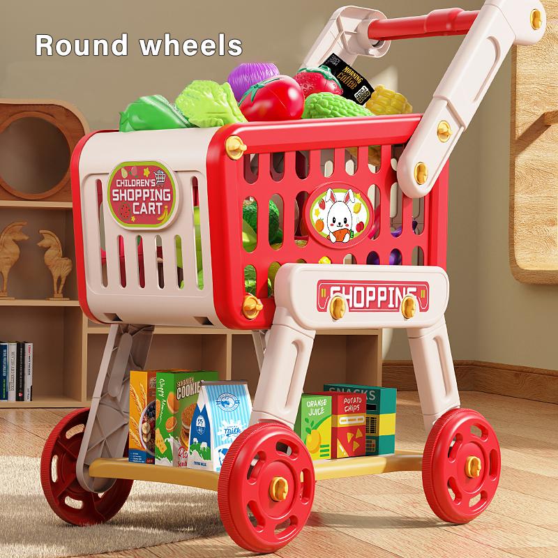 Shopping Cart Toy 33Pcs Kids Baby Children Trolley Game Market Toys Pretend Toys Children Birthday Gift