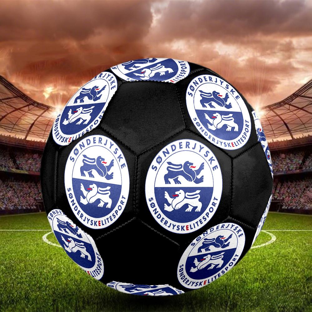 Sonderjyske FC Soccer Ball, Colorful, Suitable for All Ages, Machine-stitched, PVC Material, Competition Grade, Durable and High Bounce