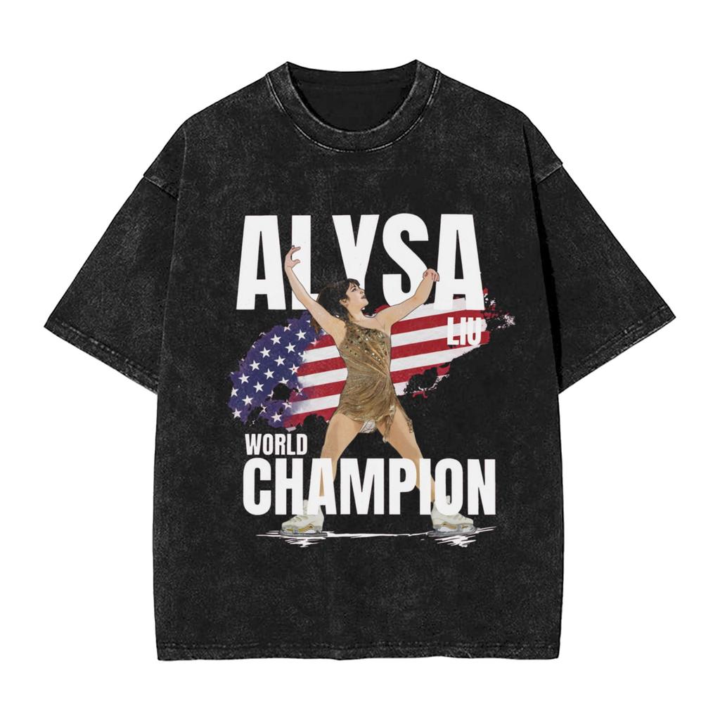 Alysa Liu Figure Ice Skating  Tshirt Summer  Streetwear Tshirts Cotton Harajuku Tshirt For Male Short Sleeve Design Tees