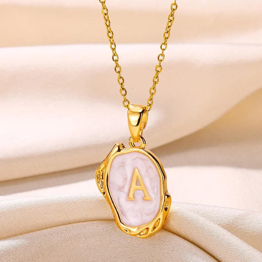 Y2K Metal Drip Oil 26 Letter Necklaces for Women Men Alphabet A-Z Initials Pendant Necklace Aesthetic Jewelry Gift