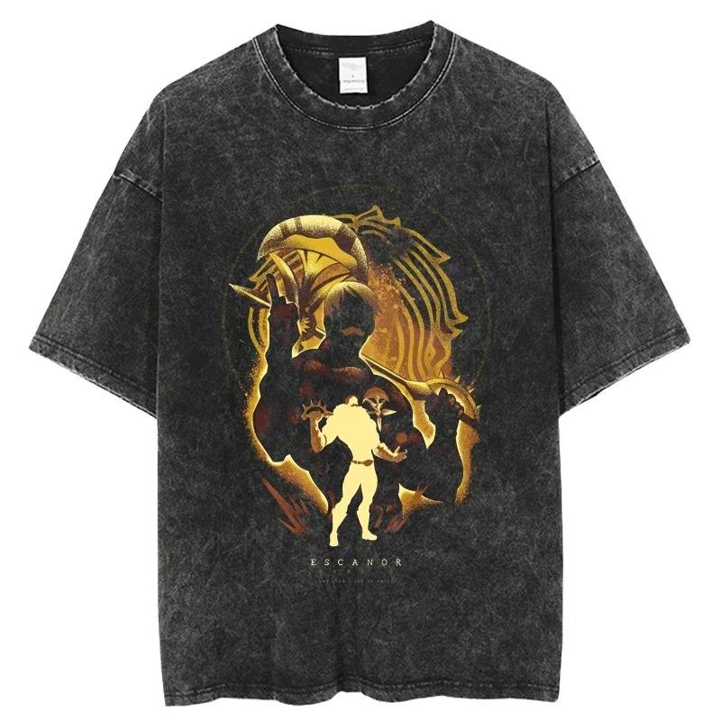 The Seven Deadly Sins Sloth Is My Deadly Sin Vintage Washed Oversized TShirt Anime Streetwear Tee S
