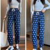 Summer Women's Harem Pants Plaid Print High-waisted Corset Casual Cropped Pants