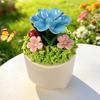 Handgefertigte Mini-Blumenfigur, Künstliche Keramikblumen im Topf für Armaturenbrett im Auto, Badezimmer, Zuhause, Tischmitte für die Küche, Regaldekoration