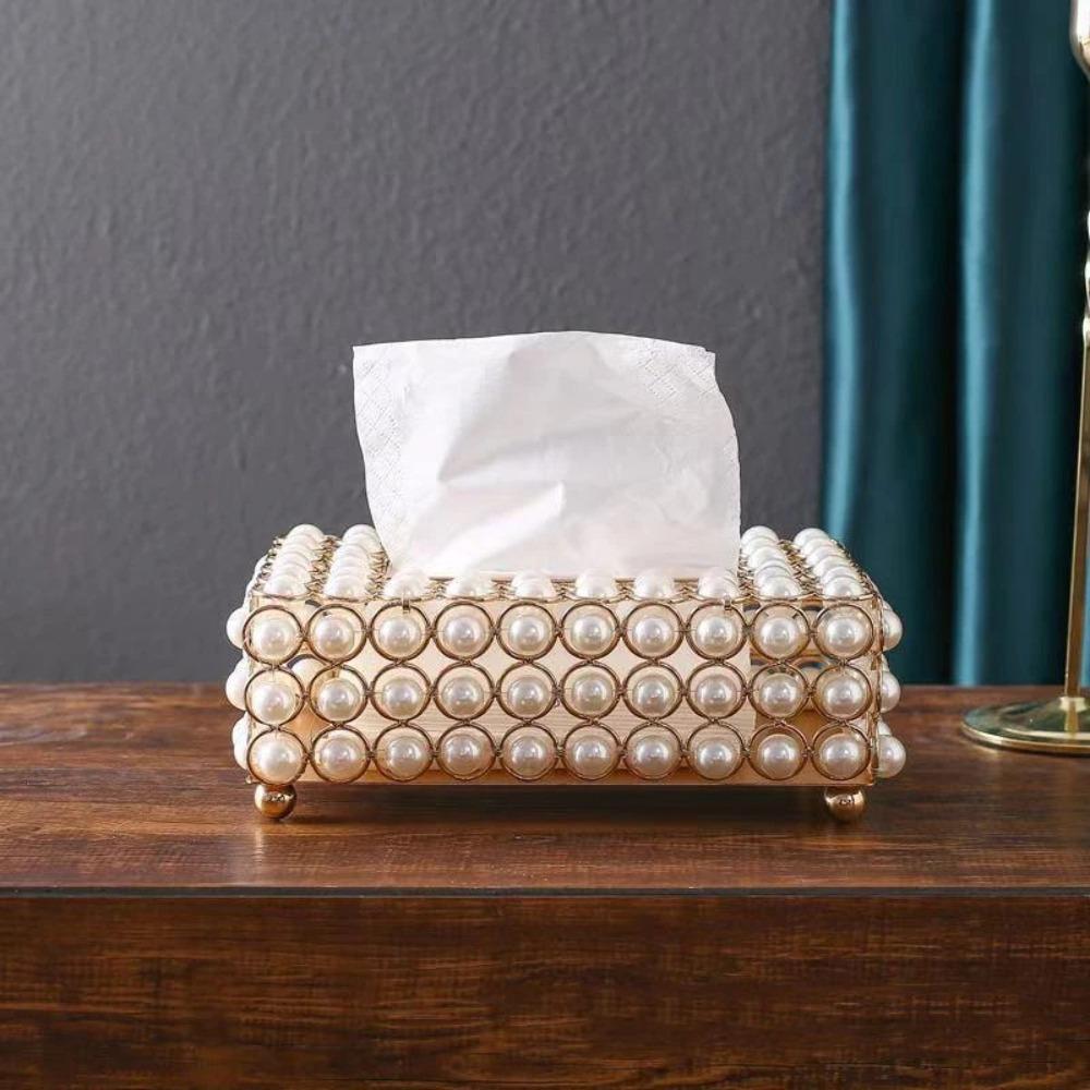 Nordic Luxury Tissue Box Metal Decoration High-end Crystal Napkin Case Rectangular Convenient Toilet Paper Case Bathroom