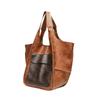 Retro Weiches Leder Tragetasche Lässig Patchwork Große Kapazität Handtaschen Vielseitig Farbblockierung Spleißung Damen Achseltasche