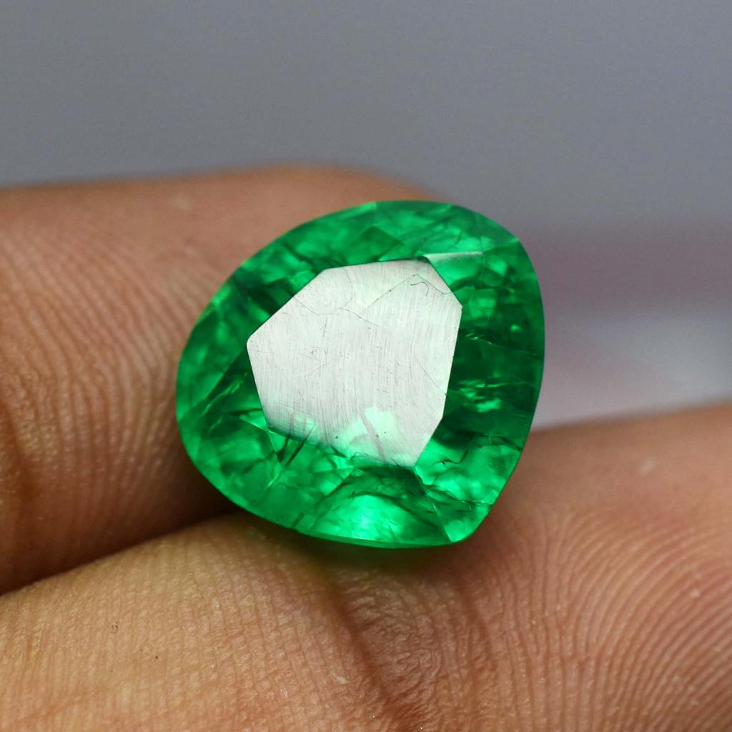 8.85 Ct Natural Green COLOMBIAN Emerald CERTIFIED Pear Cut Loose Gemstone