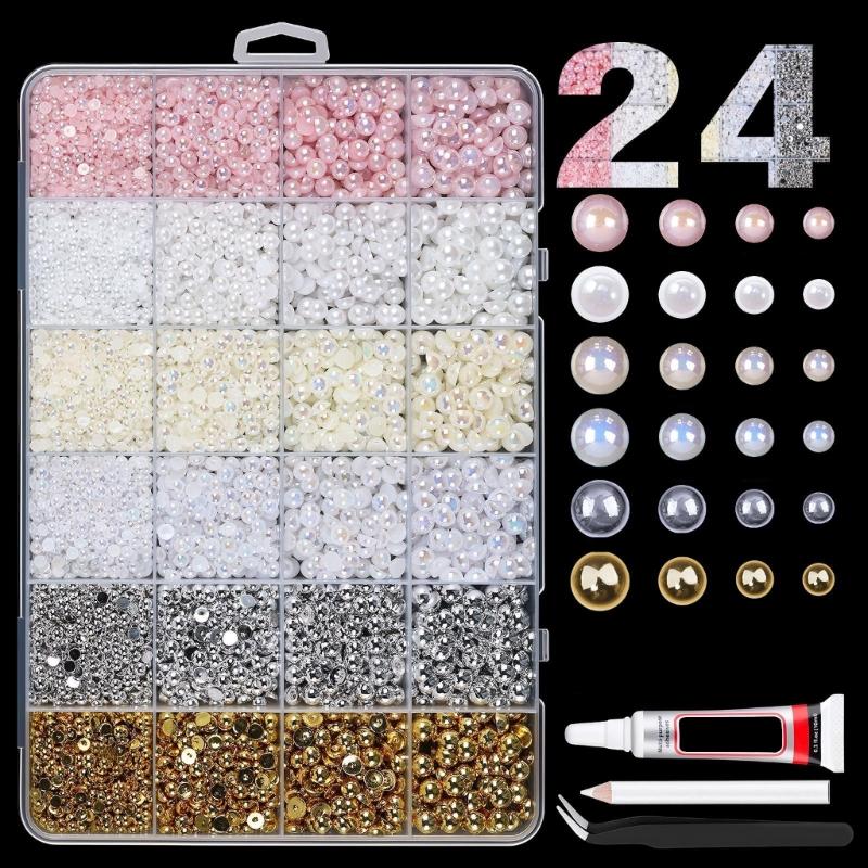 Premium Resin Nail Art Gems Pearls Style Flat Back Rhinestones For Professional Or Home Manicure Flatback Gems