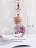 Car Fragrance Pendant - Empty Glass Bottle with Preserved Flowers, Refillable with Essential Oil or Perfume, Hanging Fragrance