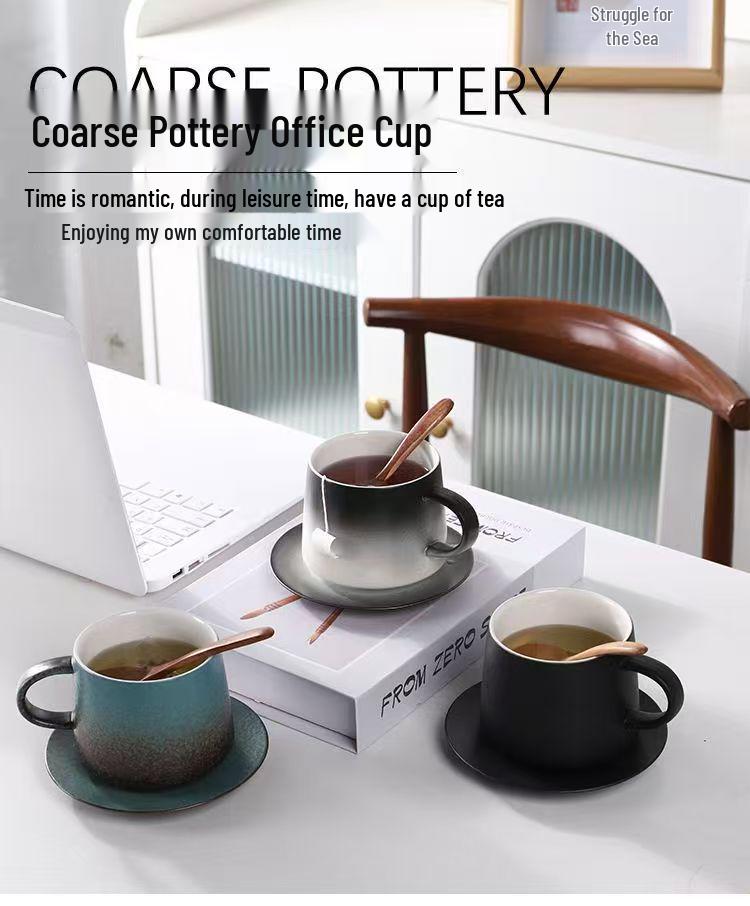 Exquisite High-End Ceramic Coffee Cup & Saucer Set for Home or Office - Light Luxury Mug for Afternoon Tea