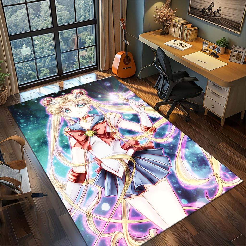 Sailor Moon Anime Rug Carpet Large Area Rug Non Slip Washable Floor Mat Gamer Room Bedroom Home Decor -QJY