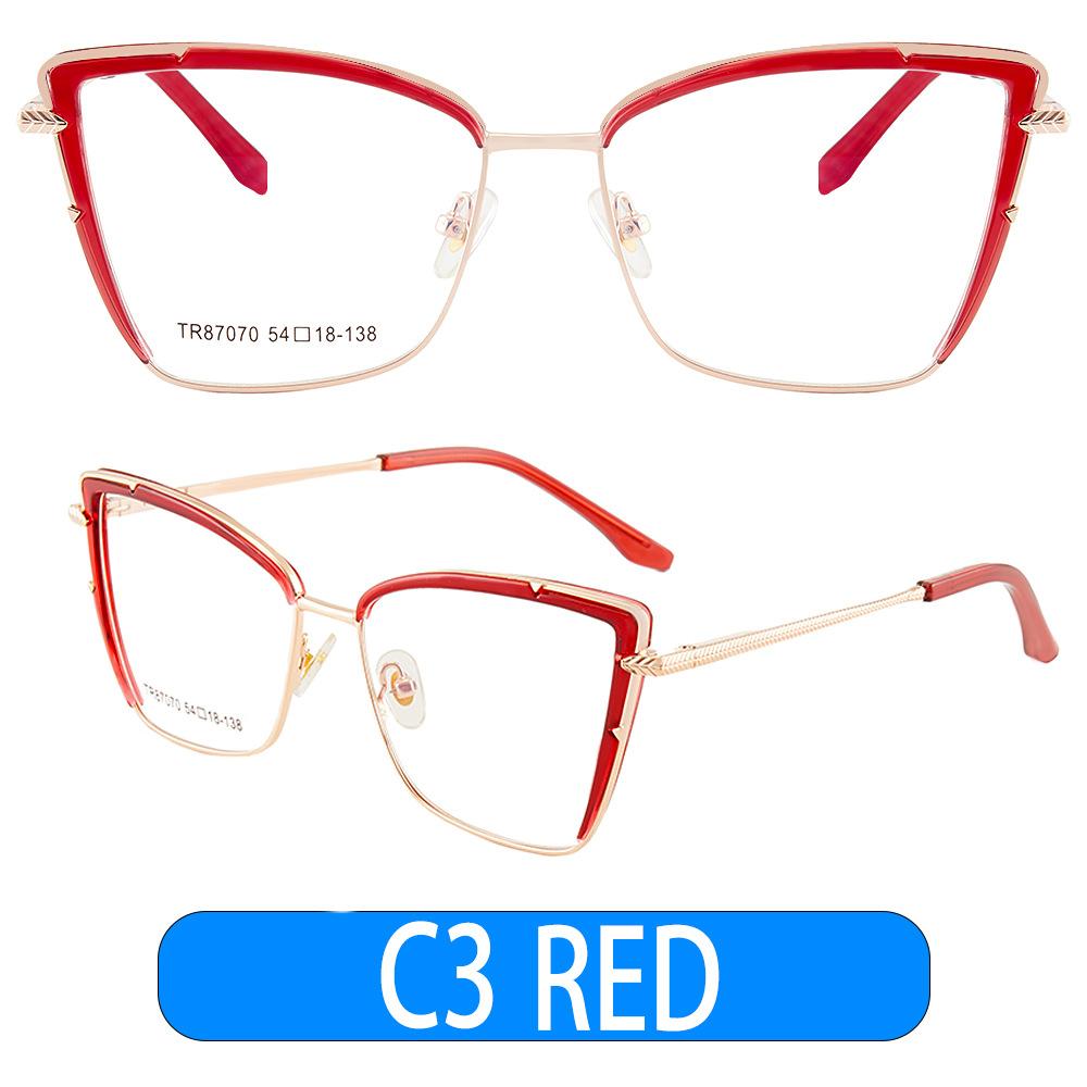 Red Cat Eye Myopia Glasses -1 5 To -6 0 Retro Blue Light Blocking Women Optical Prescription Eyeglasses Metal Frame