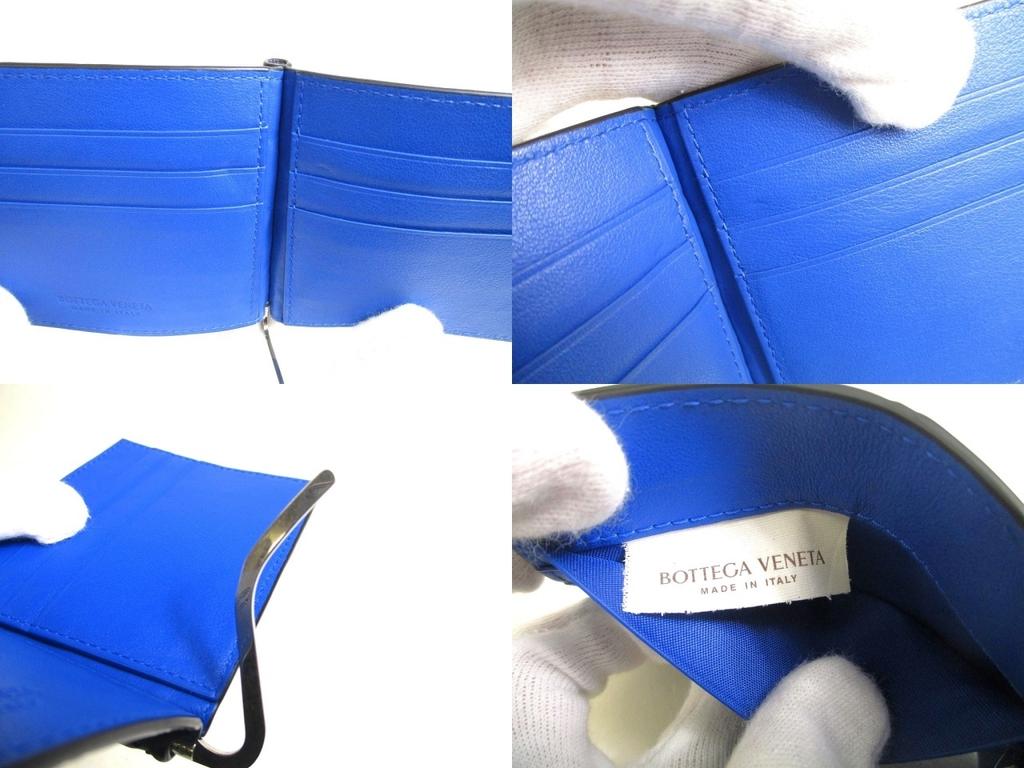 Authentic BOTTEGA VENETA Intrecciato Black Blue Leather Bifold Bill Wallet #a469  Refurbished