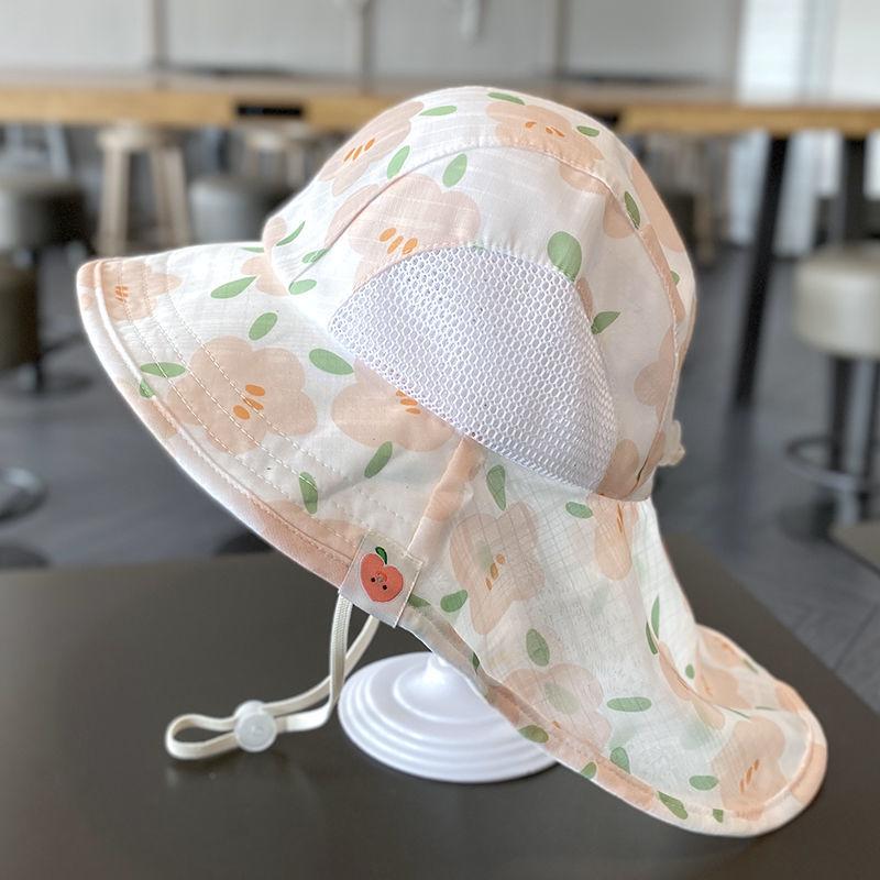 Children's Hat Summer Thin Sunshade Mesh Breathable Girls' Fisherman's Hat Large Eaves Sunscreen Women's Sun Shawl