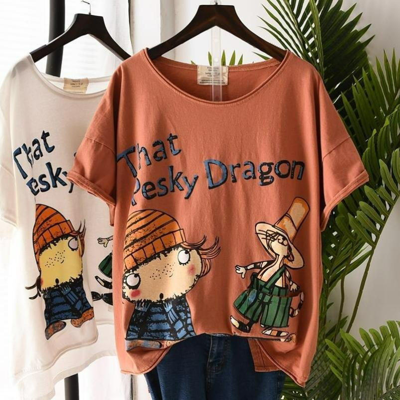 

Summer Plus Size T-shirt Women s Short-sleeved Korean Fan Loose Casual Fat Mm S коричневый