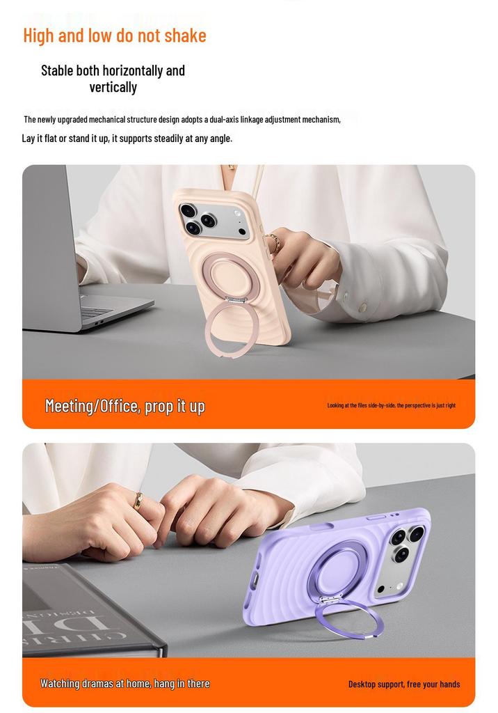 Apple 17 Pro Max Boyang Magnetic Case with Rotating Stand, iPhone 16 Liquid Silicone Cover