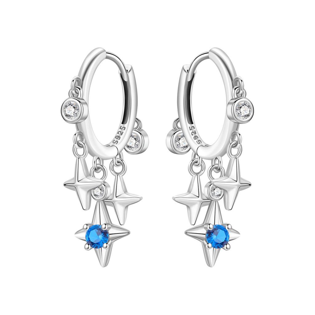 925 Silver Mysterious Star Moon Earrings Jewelry Versatile Hoop Earrings For Women Jewelry Birthday Party Fine Gifts