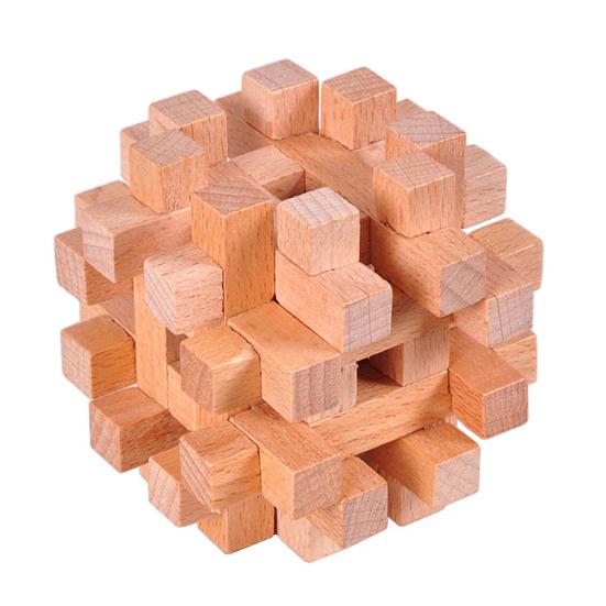 Classic Wooden Puzzle Cube Ball Kongming Luban Lock Brain Teaser Adults Toy