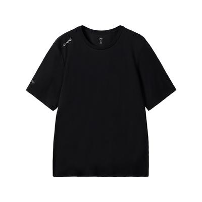 Fashion Versatile Solid Color Round Neck Pullover Short Sleeve T-Shirt Men Tops Black ATSW623-1