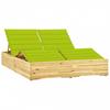 Day and Night - Day and Night Double Lounger and Bright Green Cushions Impregnated Pine Wood