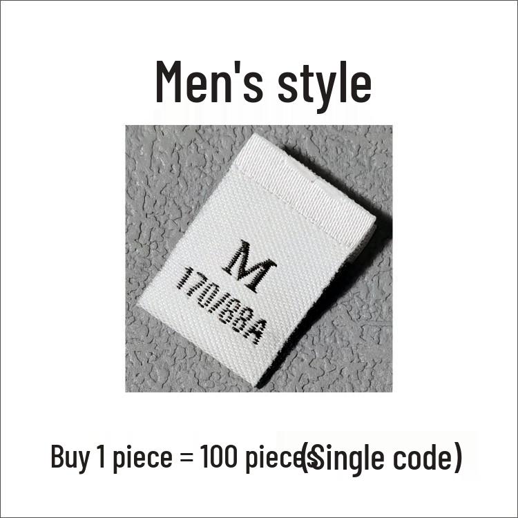 In-Stock Men's & Women's Woven Size Labels: Custom Black & White Trendy International Brand.