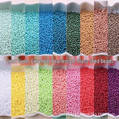 Handgefertigter perlmuttfarbener 2-mm-Glas-Samenperlen-Schmuck - Armbänder, Halsketten, lose Perlen