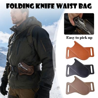 Handgefertigte Leder EDC Gürtel Klappmesser Scheide, 5-Zoll Klappmesser Bauchtasche