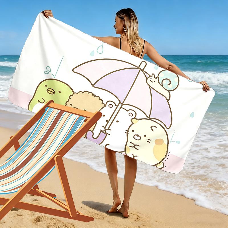 Sumikko Gurashi Print Beach Towel, Large Soft Quick Dry Towel for Beach Camping Swimming