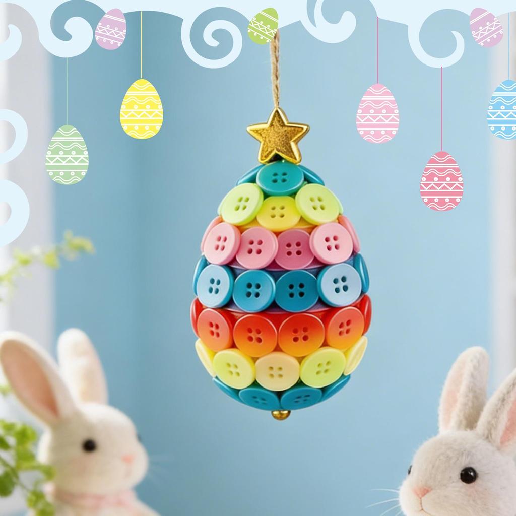 DIY Button Rabbit Handmade Crafts Kit Easter Bunny Carrot Egg Pendant Making Set For Beginners DIY Button Decoration Accessories