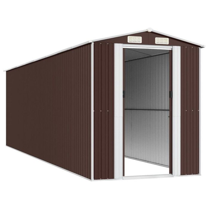 3147466 vidaXL Garden Shed Dark Brown 192x689x223 Cm Galvanized Steel