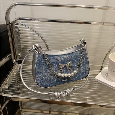 New Fashion Bow Handbag Women's Niche Design Underarm Bag Popular Shoulder Bag