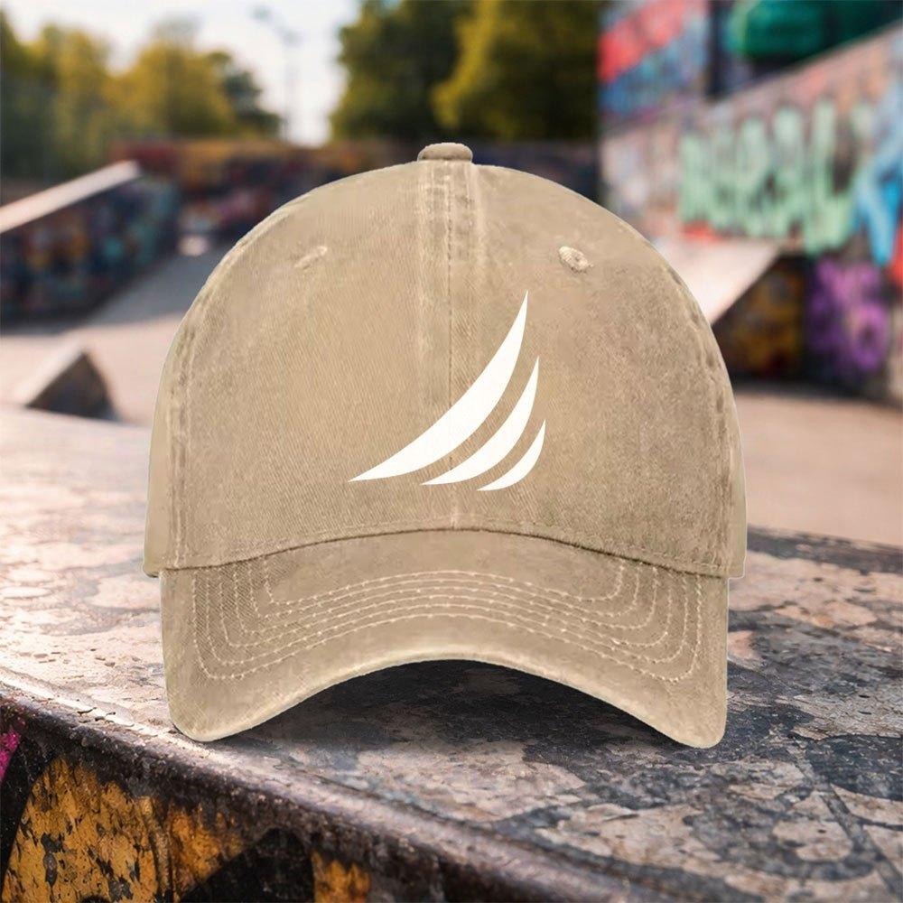 Unisex Duckbill Baseball Cap with Stripe White Print  Adjustable Washed Cotton Hat for Unisex  Women Outdoor  Casual