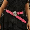 Rhinestones Skull Buckle Belt for Women Men with Rivet Studded Hiphop Belt for Jeans Popular Rockers Waist Accessories