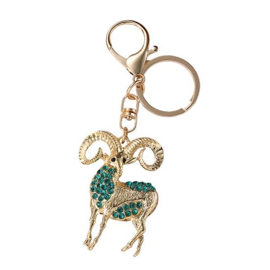 Keychain Pendant Sparkling Rhinestones Inlaid Goat Design Key Holder with Lobster Clasp Lightweight Car Hangers Decorative Pendant