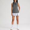 Women Sleeveless Golf Polo Shirt Zip Collar Plaid Print Athletic Tank Top for Sports and Outdoor Activities