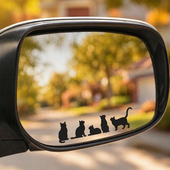 Yangyizhi Car Sticker, Waterproof PVC Self-adhesive Traceless Auto Decal, Five Cats Pattern Sticker for Fuel Tank Caps Windows Luggage Skateboards
