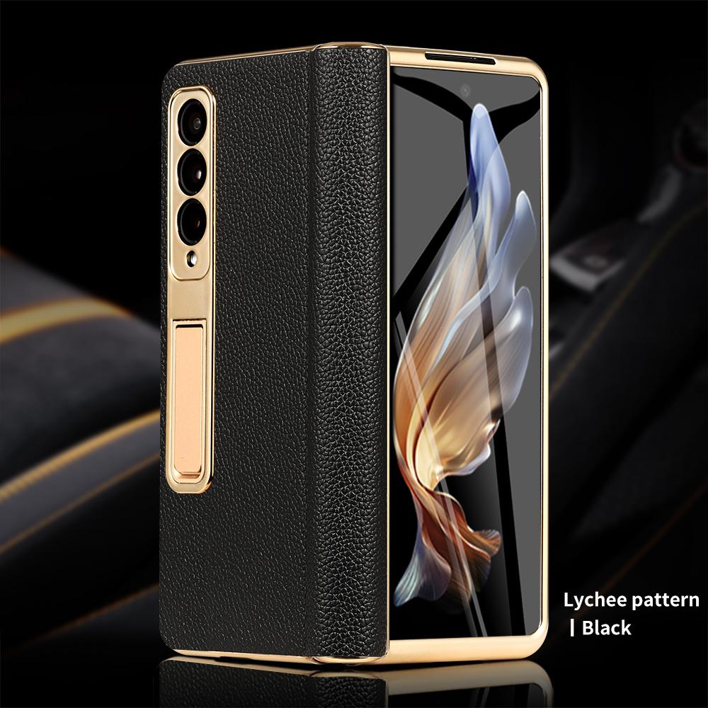 LANGSIDI Brand Luxury Genuine Leather Shockproof Case for Samsung Galaxy Z Fold 3 4 5 6 7 Magnetic Hinge Protective Stand Cover
