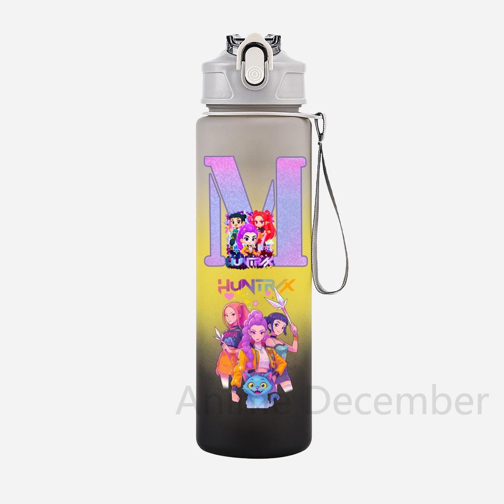

Anime K-Pop Demon Hunters A-Z English Letter Printed Grey Water Cup Demon Hunters Large Capacity Outdoor Portable Drinking Bottle for Boy Girl Gift