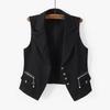 Women's Short   Denim Vest  Spring   Slim Sleeveless Jacket Vest Single-breasted Solid Color Top