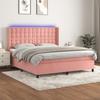 3139816 vidaXL Upholstered Divan Bed with Mattress and LED Pink 160x200 Cm Velvet