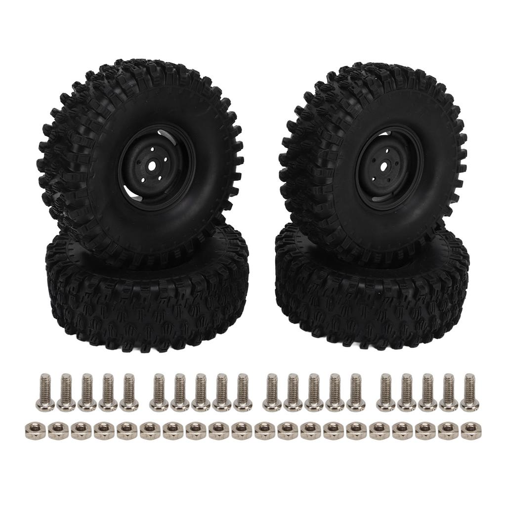 4PCS RC Wheel Set 1.9 Inch 120mm Diameter Plastic Tires for 1 10 Scale RC Off Road Car Black