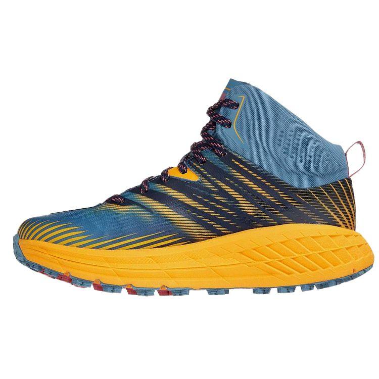 HOKA One One Speedgoat Mid 2 Gtx Non-Slip Breathable Mid-Top Running Shoes Women Sneakers Blue Yellow 1106533-PBSF